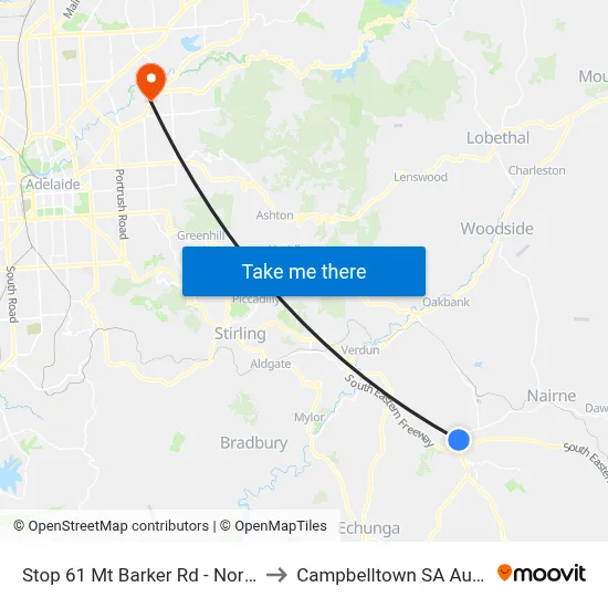 Stop 61 Mt Barker Rd - North side to Campbelltown SA Australia map