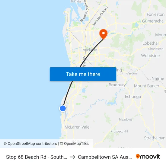 Stop 68 Beach Rd - South side to Campbelltown SA Australia map