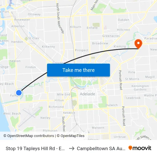 Stop 19 Tapleys Hill Rd - East side to Campbelltown SA Australia map