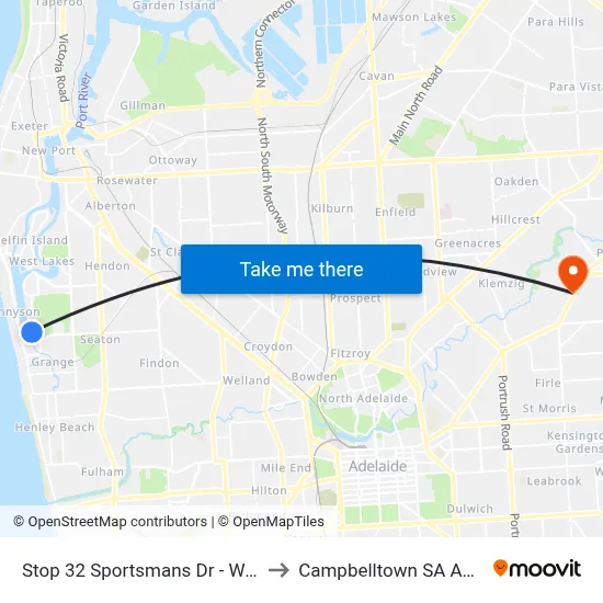 Stop 32 Sportsmans Dr - West side to Campbelltown SA Australia map
