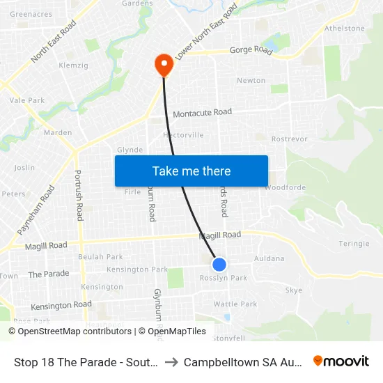Stop 18 The Parade - South side to Campbelltown SA Australia map