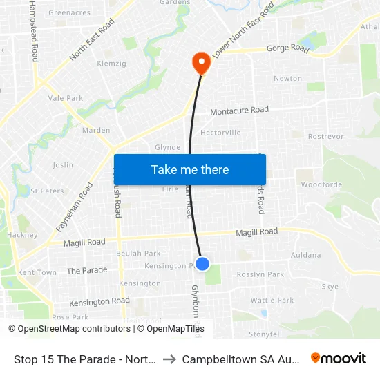Stop 15 The Parade - North side to Campbelltown SA Australia map
