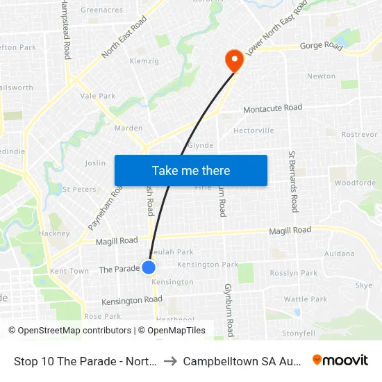 Stop 10 The Parade - North side to Campbelltown SA Australia map