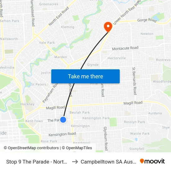 Stop 9 The Parade - North side to Campbelltown SA Australia map