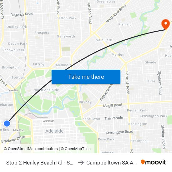 Stop 2 Henley Beach Rd - South side to Campbelltown SA Australia map