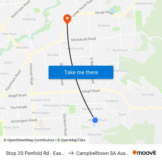 Stop 20 Penfold Rd - East side to Campbelltown SA Australia map