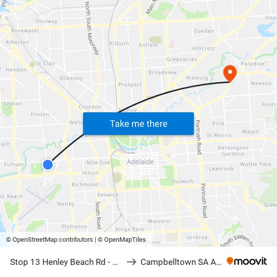 Stop 13 Henley Beach Rd - North side to Campbelltown SA Australia map