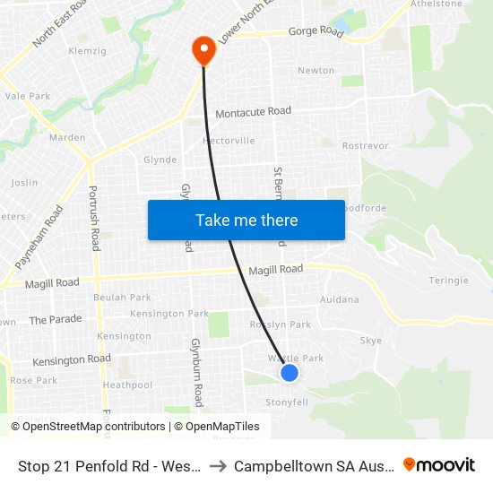 Stop 21 Penfold Rd - West side to Campbelltown SA Australia map