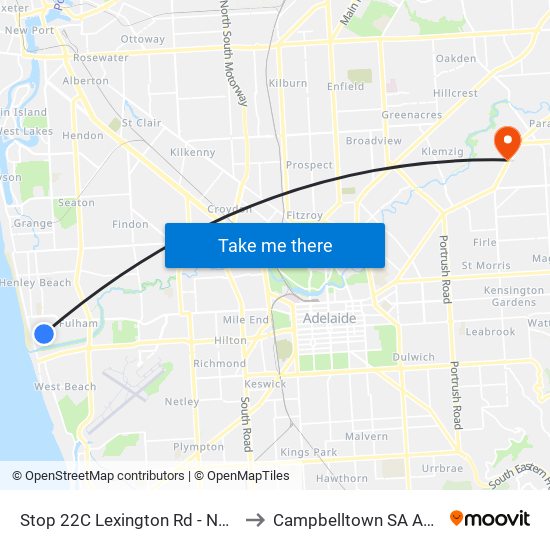 Stop 22C Lexington Rd - North side to Campbelltown SA Australia map