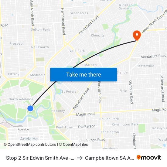 Stop 2 Sir Edwin Smith Ave - East side to Campbelltown SA Australia map