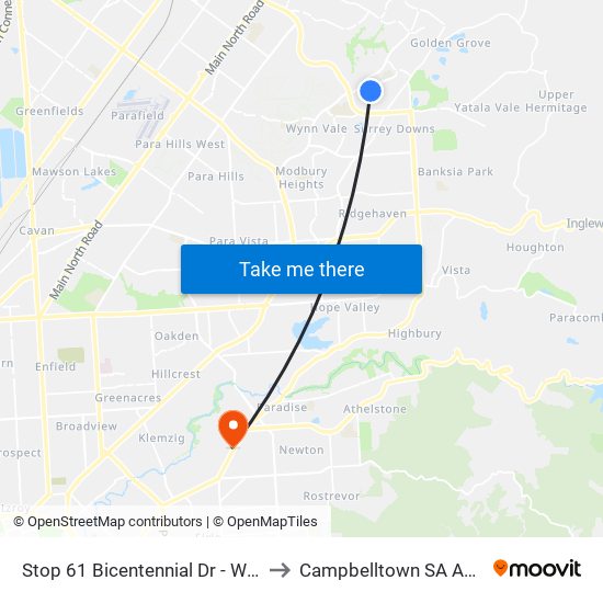 Stop 61 Bicentennial Dr - West side to Campbelltown SA Australia map