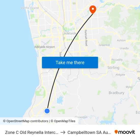 Zone C Old Reynella Interchange to Campbelltown SA Australia map