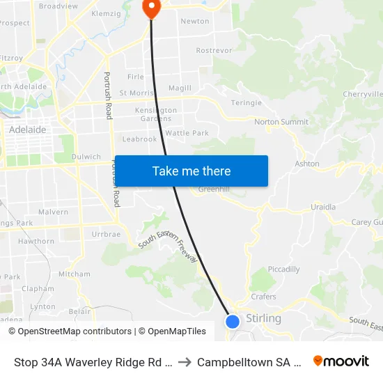 Stop 34A Waverley Ridge Rd - East side to Campbelltown SA Australia map