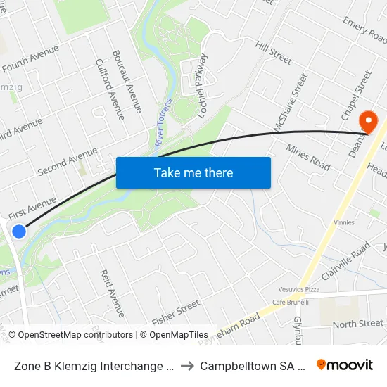 Zone B Klemzig Interchange - West side to Campbelltown SA Australia map