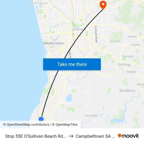 Stop 55E O'Sullivan Beach Rd - South side to Campbelltown SA Australia map