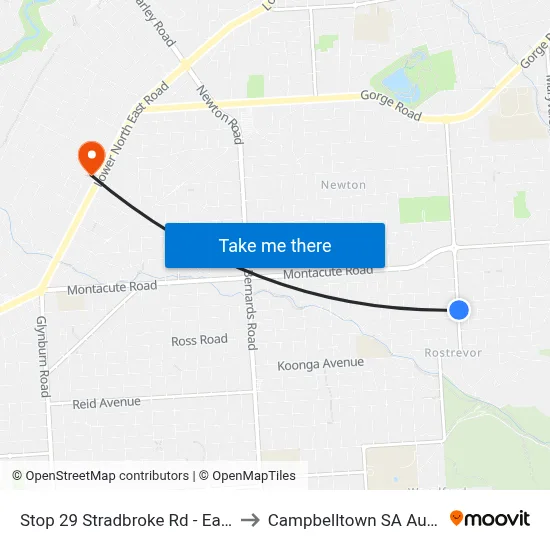 Stop 29 Stradbroke Rd - East side to Campbelltown SA Australia map