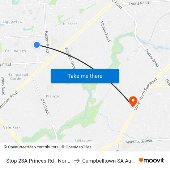 Stop 23A Princes Rd - North side to Campbelltown SA Australia map