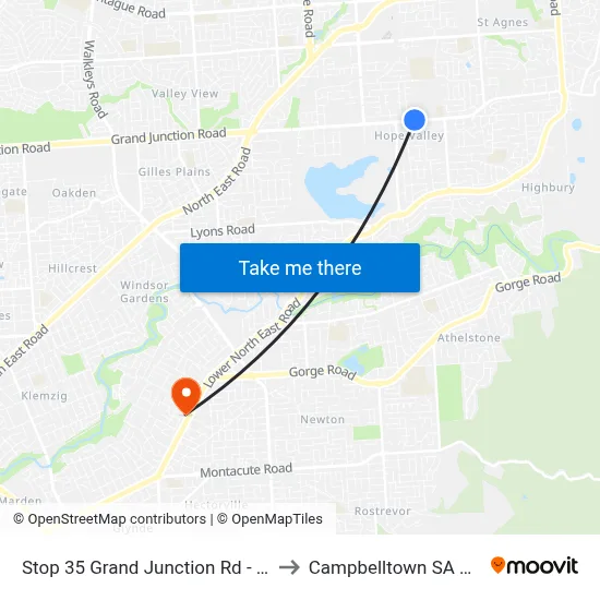 Stop 35 Grand Junction Rd - North side to Campbelltown SA Australia map