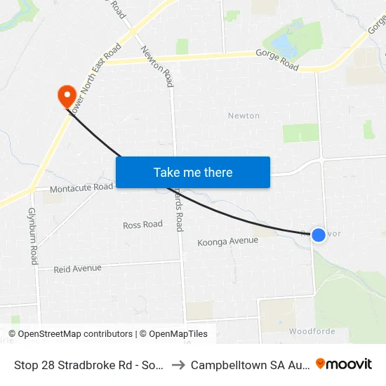 Stop 28 Stradbroke Rd - South side to Campbelltown SA Australia map