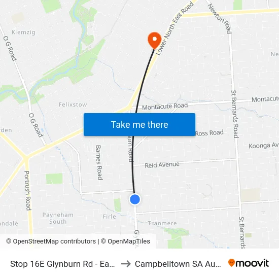 Stop 16E Glynburn Rd - East side to Campbelltown SA Australia map