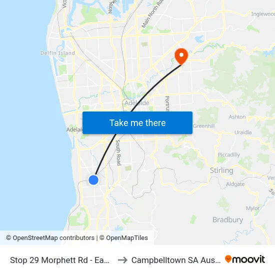 Stop 29 Morphett Rd - East side to Campbelltown SA Australia map