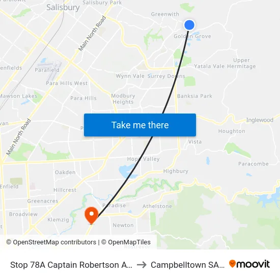 Stop 78A Captain Robertson Ave - South side to Campbelltown SA Australia map