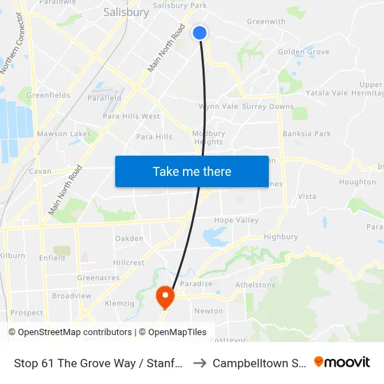 Stop 61 The Grove Way / Stanford Rd - South side to Campbelltown SA Australia map