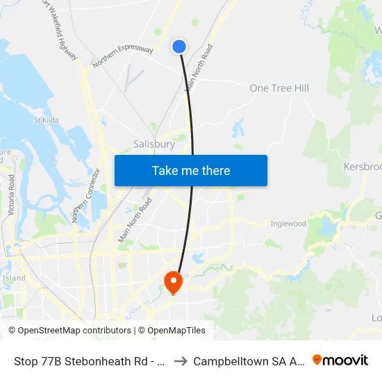 Stop 77B Stebonheath Rd - West side to Campbelltown SA Australia map