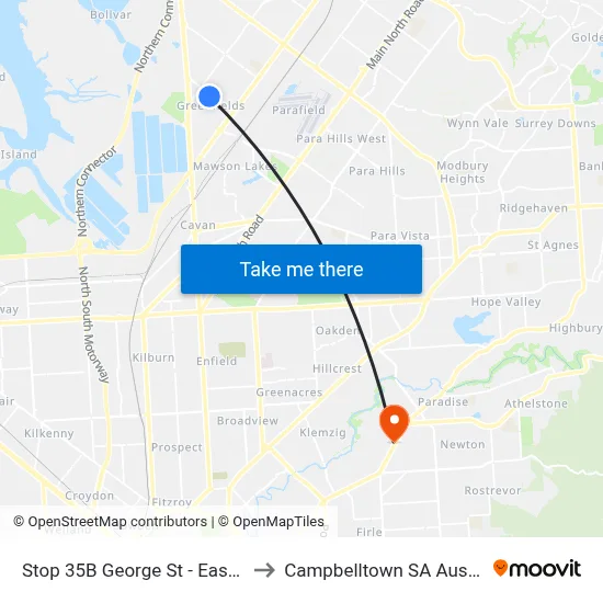 Stop 35B George St - East side to Campbelltown SA Australia map