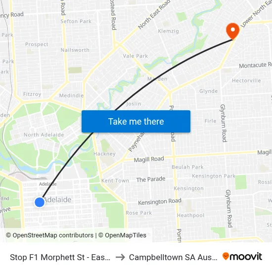 Stop F1 Morphett St - East side to Campbelltown SA Australia map