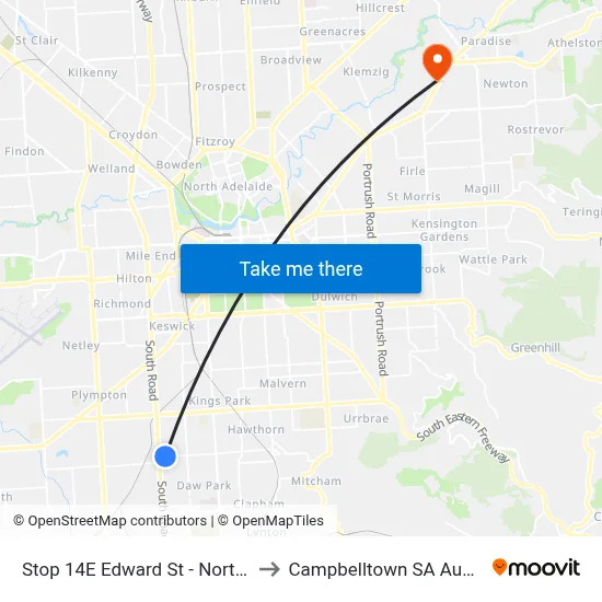Stop 14E Edward St - North side to Campbelltown SA Australia map