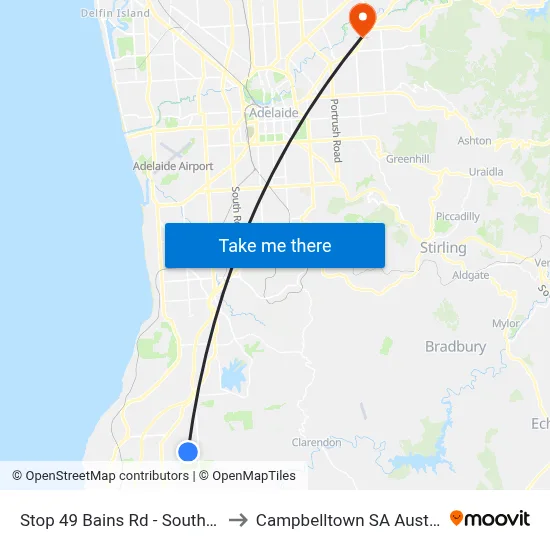 Stop 49 Bains Rd - South side to Campbelltown SA Australia map