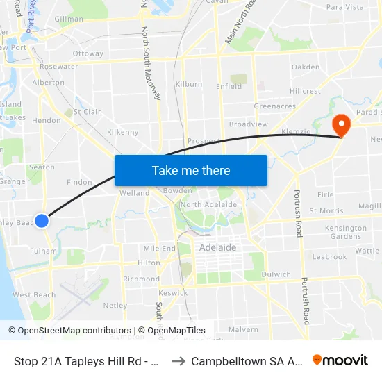 Stop 21A Tapleys Hill Rd - West side to Campbelltown SA Australia map