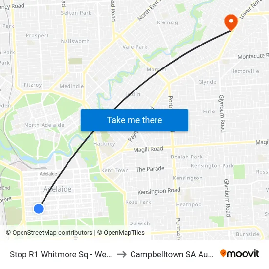 Stop R1 Whitmore Sq - West side to Campbelltown SA Australia map