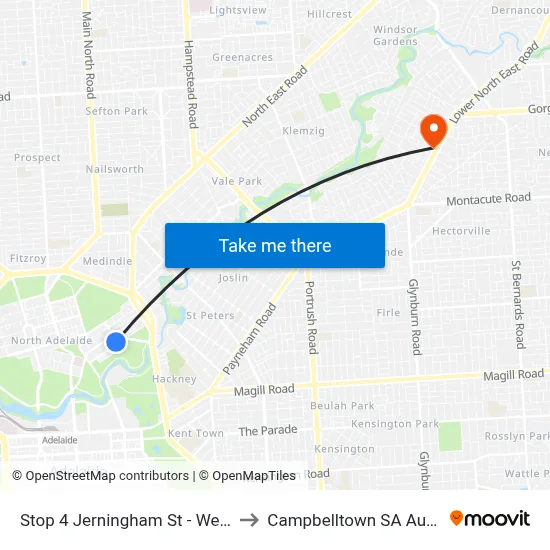 Stop 4 Jerningham St - West side to Campbelltown SA Australia map