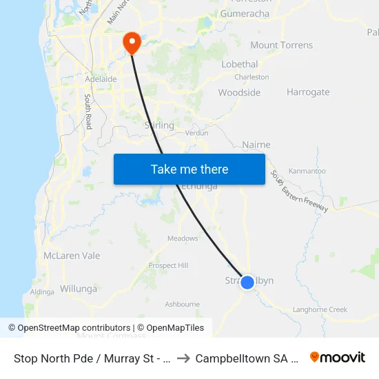 Stop North Pde / Murray St - South side to Campbelltown SA Australia map