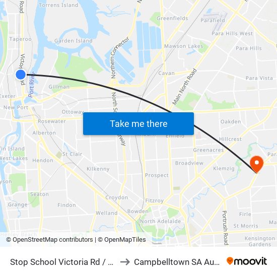 Stop School Victoria Rd / Weir St to Campbelltown SA Australia map