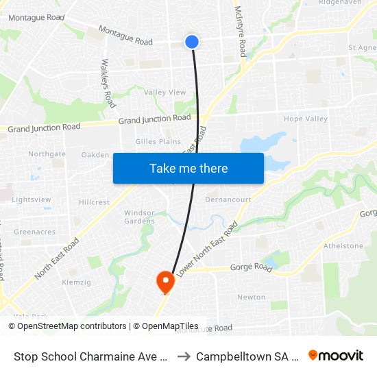 Stop School Charmaine Ave / Volare Ave to Campbelltown SA Australia map