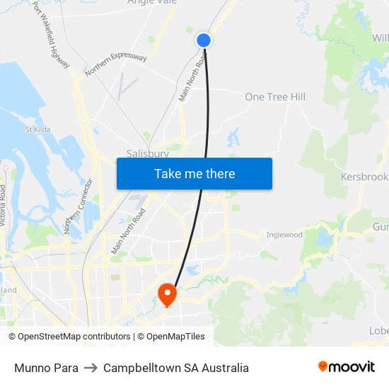 Munno Para to Campbelltown SA Australia map