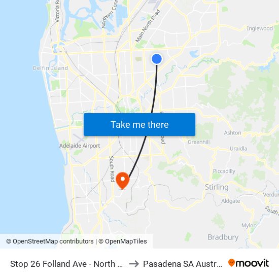 Stop 26 Folland Ave - North side to Pasadena SA Australia map