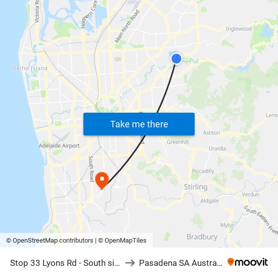 Stop 33 Lyons Rd - South side to Pasadena SA Australia map