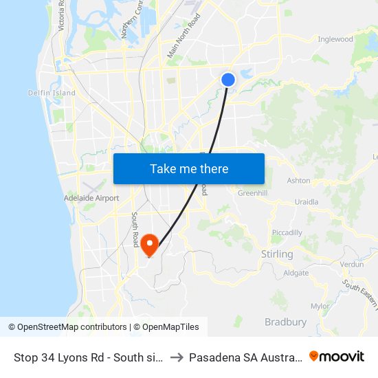 Stop 34 Lyons Rd - South side to Pasadena SA Australia map
