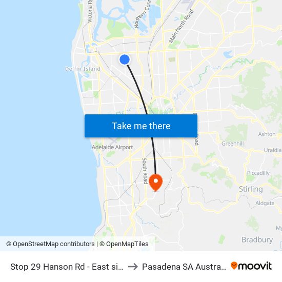 Stop 29 Hanson Rd - East side to Pasadena SA Australia map