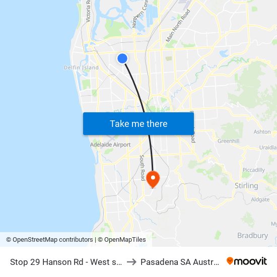 Stop 29 Hanson Rd - West side to Pasadena SA Australia map