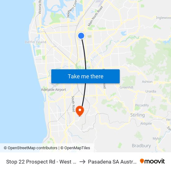 Stop 22 Prospect Rd - West side to Pasadena SA Australia map