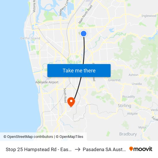 Stop 25 Hampstead Rd - East side to Pasadena SA Australia map