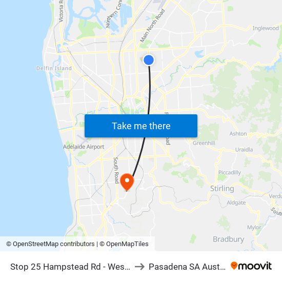 Stop 25 Hampstead Rd - West side to Pasadena SA Australia map