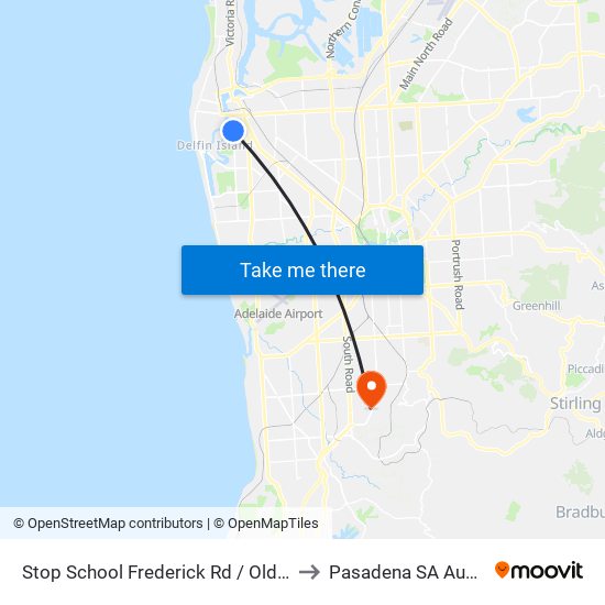 Stop School Frederick Rd / Old Port Rd to Pasadena SA Australia map