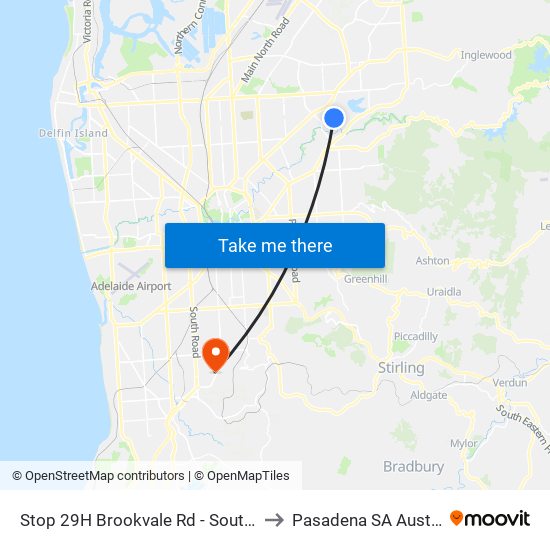 Stop 29H Brookvale Rd - South side to Pasadena SA Australia map