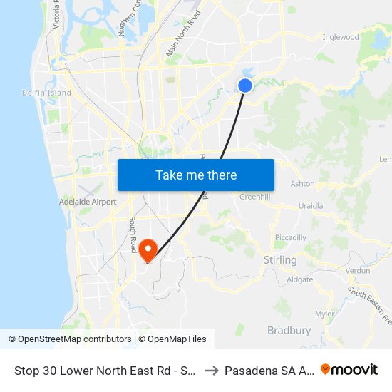 Stop 30 Lower North East Rd - South East side to Pasadena SA Australia map